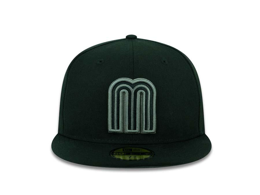 Mexico New Era 59FIFTY 5950 Fitted Cap Hat Black Crown/Visor Black/Gray Logo