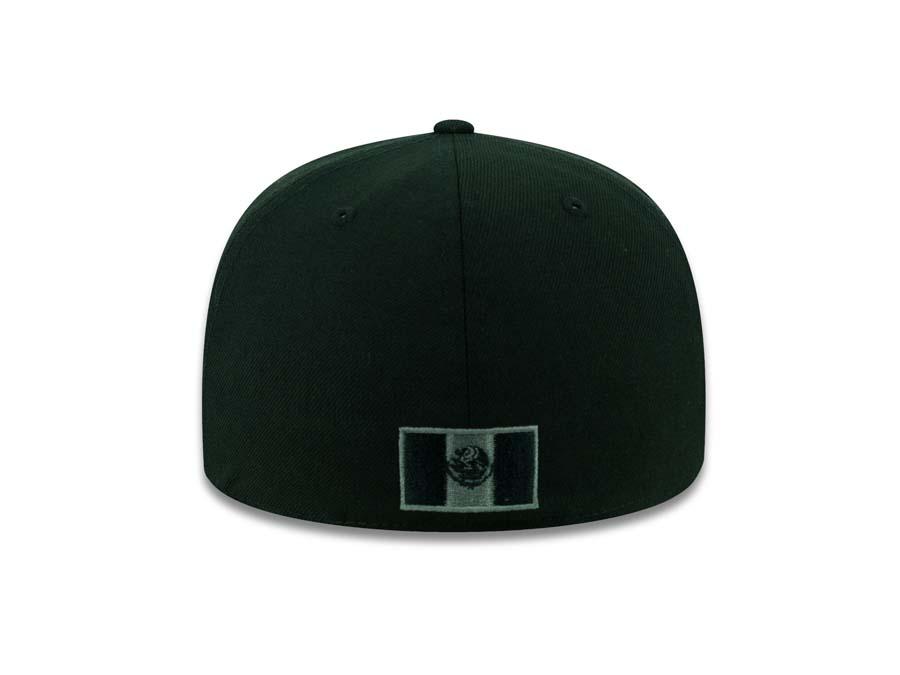 Mexico New Era 59FIFTY 5950 Fitted Cap Hat Black Crown/Visor Black/Gray Logo