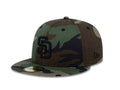 (Youth) San Diego Padres New Era MLB 59Fifty 5950 Kid Fitted Cap Hat Camo Crown/Visor Black Logo