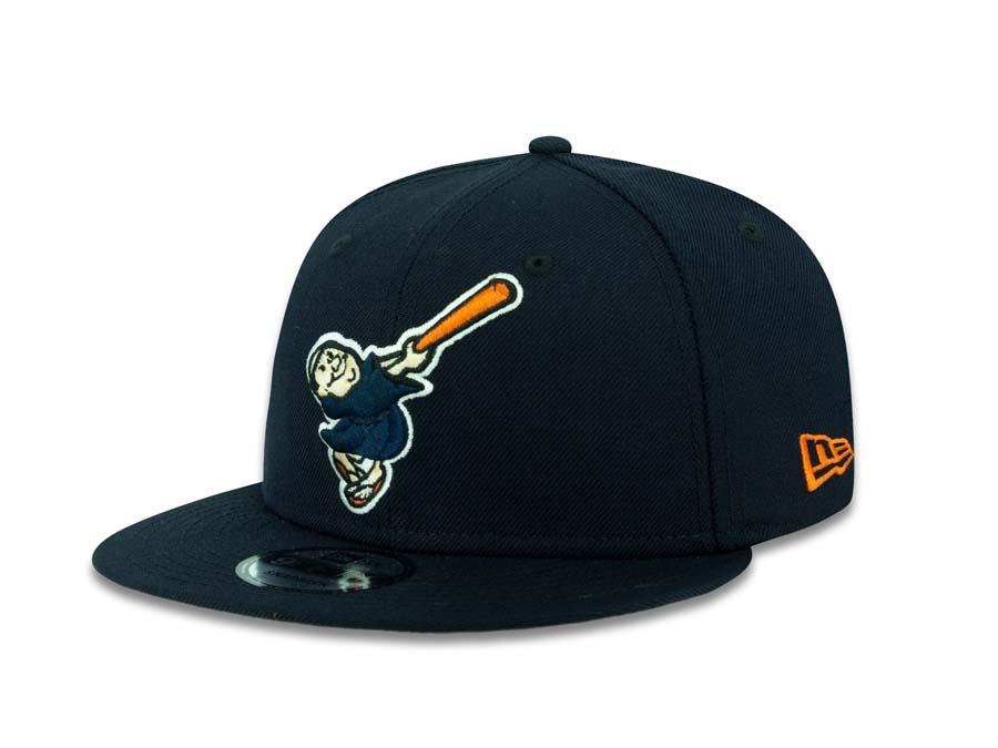 San Diego Padres New Era MLB 9FIFTY 950 Snapback Cap Hat Navy Crown/Visor Navy/Orange/White "Swinging Friar" Logo