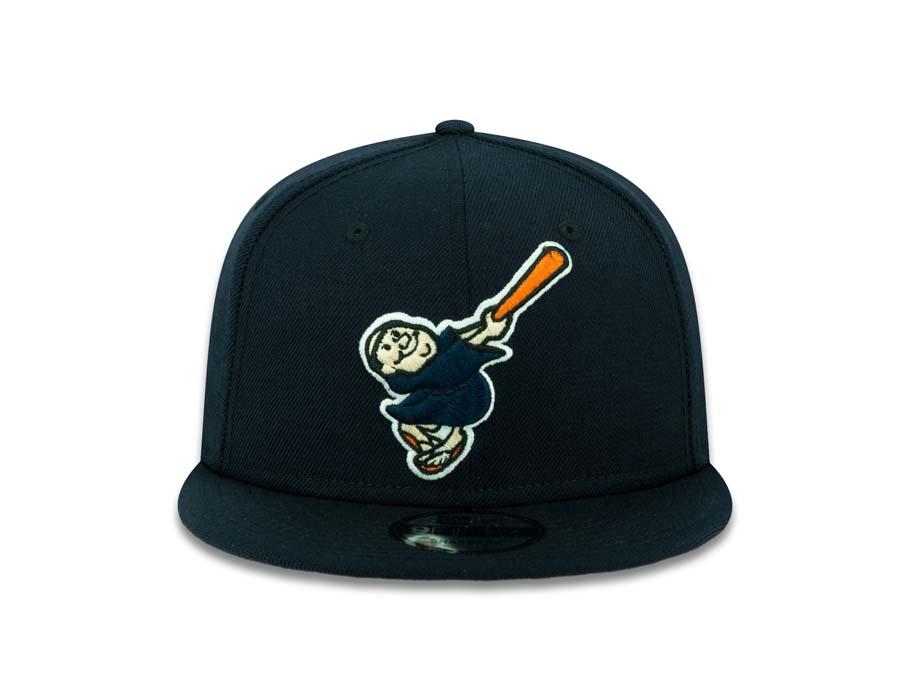 San Diego Padres New Era MLB 9FIFTY 950 Snapback Cap Hat Navy Crown/Visor Navy/Orange/White "Swinging Friar" Logo