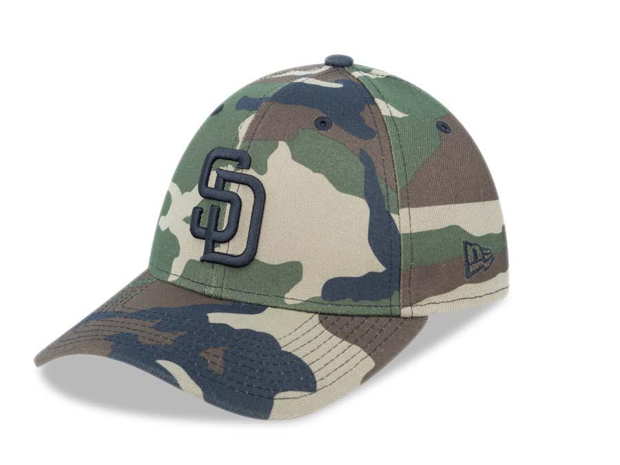 San Diego Padres New Era MLB 39THIRTY 3930 Flexfit Cap Hat Camo Crown/Visor Black Logo