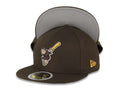 (Youth) San Diego Padres New Era MLB 59FIFTY 5950 Kid Fitted Cap Hat Brown Crown/Visor Gold/Brown Swinging Friar Logo