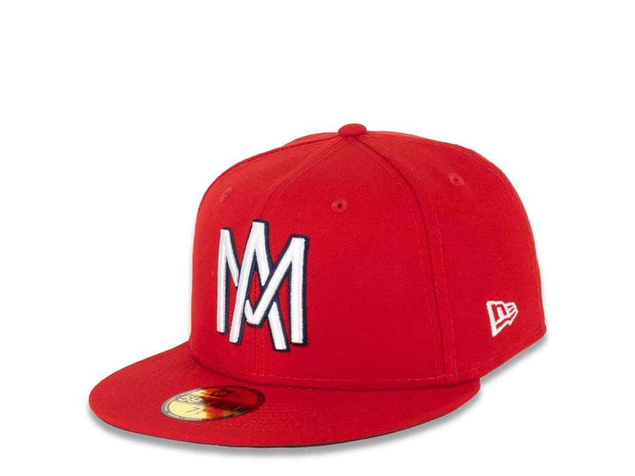 Mexicali Aguilas New Era Mexican Pacific League LMP 59FIFTY 5950 Fitted Cap Hat Red Crown/Visor White/Black Logo