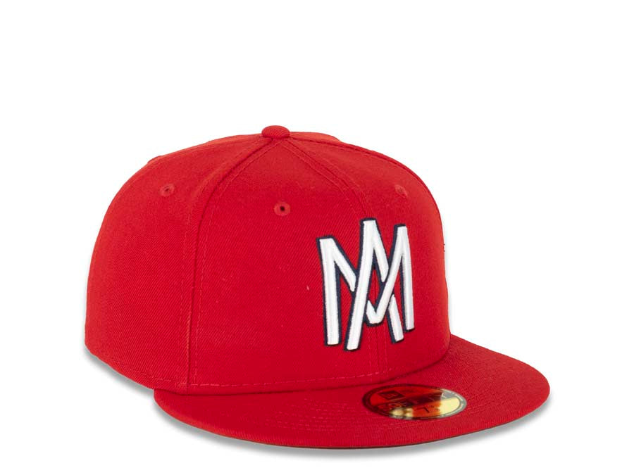 Mexicali Aguilas New Era Mexican Pacific League LMP 59FIFTY 5950 Fitted Cap Hat Red Crown/Visor White/Black Logo