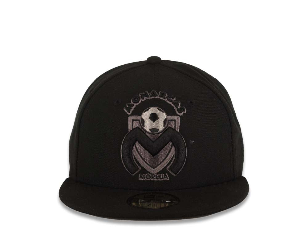 Morelia Monarcas New Era Liga de Expanision MX 59FIFTY 5950 Fitted Cap Hat Black Crown/Visor Dark Gray/Black Logo