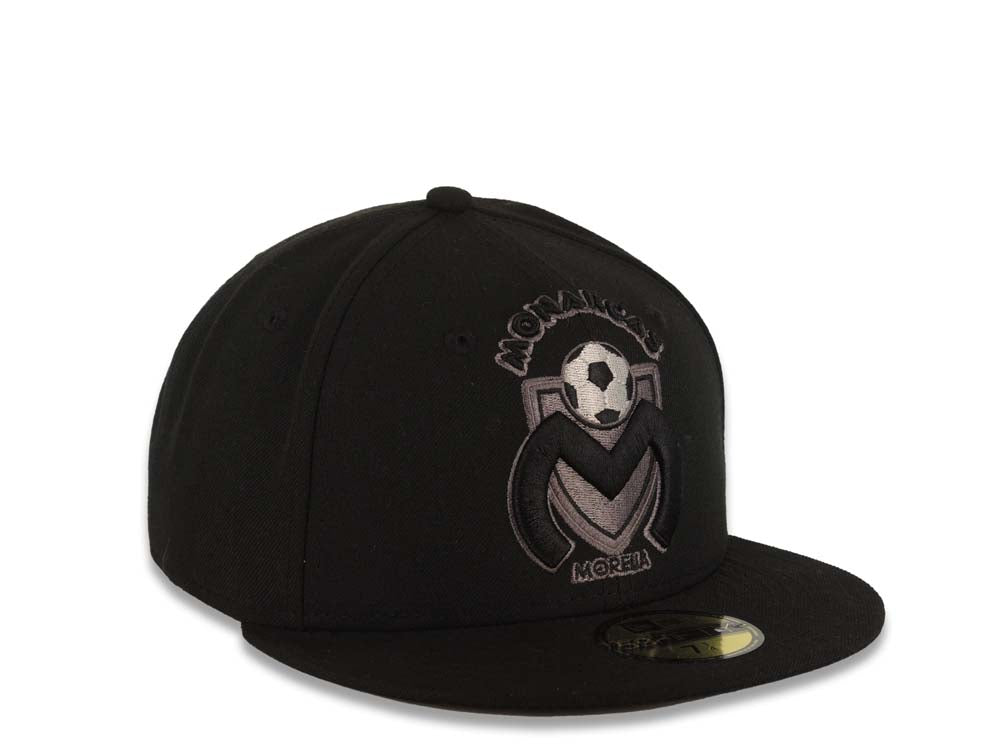 Morelia Monarcas New Era Liga de Expanision MX 59FIFTY 5950 Fitted Cap Hat Black Crown/Visor Dark Gray/Black Logo