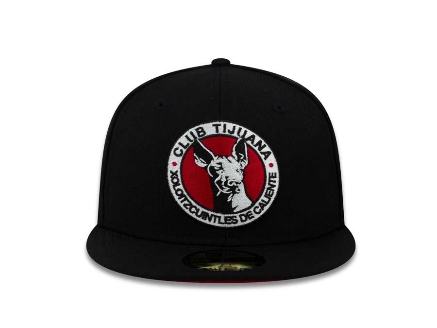 Xolos de Tijuana New Era Liga MX 59FIFTY 5950 Fitted Cap Hat Team Color Black Crown/Visor Red/Black/White Logo