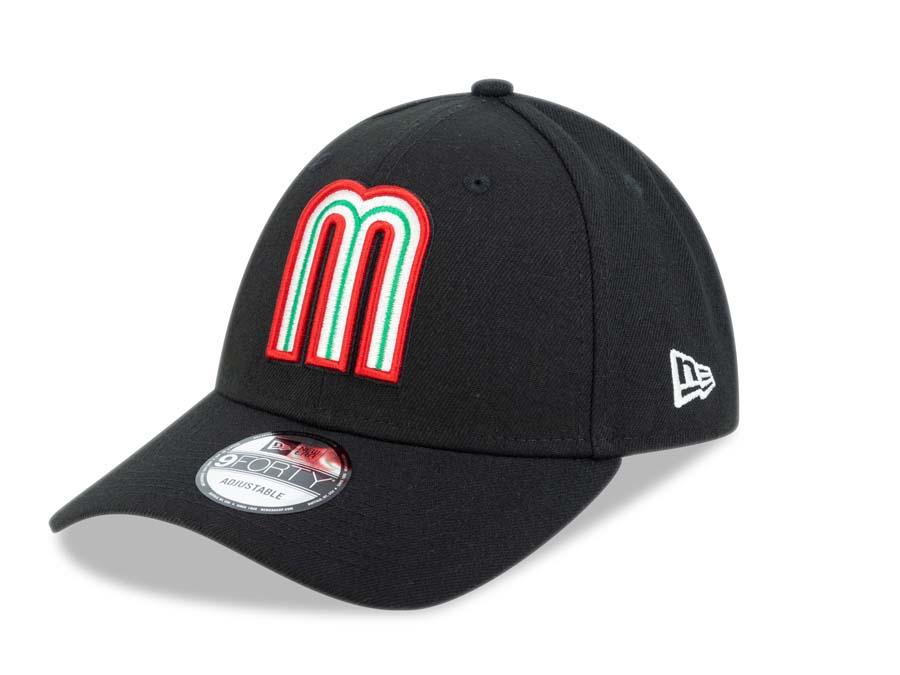 Mexico New Era WBC 9FORTY 940 Adjustable Cap Hat Team Color Black Crown/Visor Green/White/Red Logo