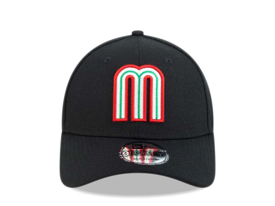 Mexico New Era WBC 9FORTY 940 Adjustable Cap Hat Team Color Black Crown/Visor Green/White/Red Logo