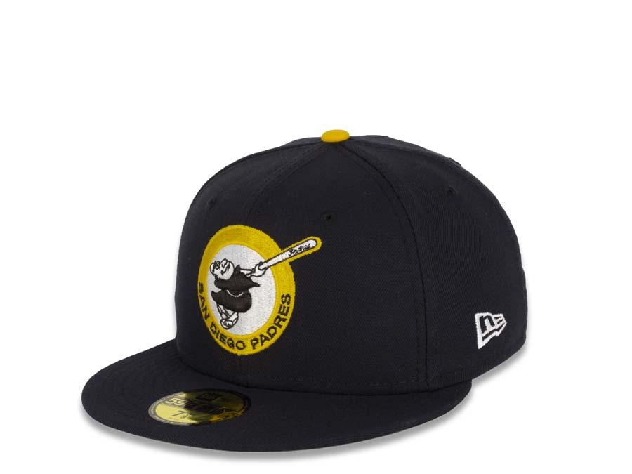 San Diego Padres New Era MLB 59Fifty 5950 Fitted Cap Hat Navy Crown/Visor Brown/White/Gold Friar Logo