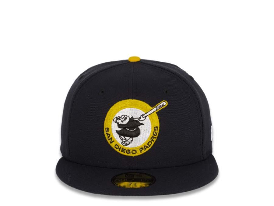 San Diego Padres New Era MLB 59Fifty 5950 Fitted Cap Hat Navy Crown/Visor Brown/White/Gold Friar Logo