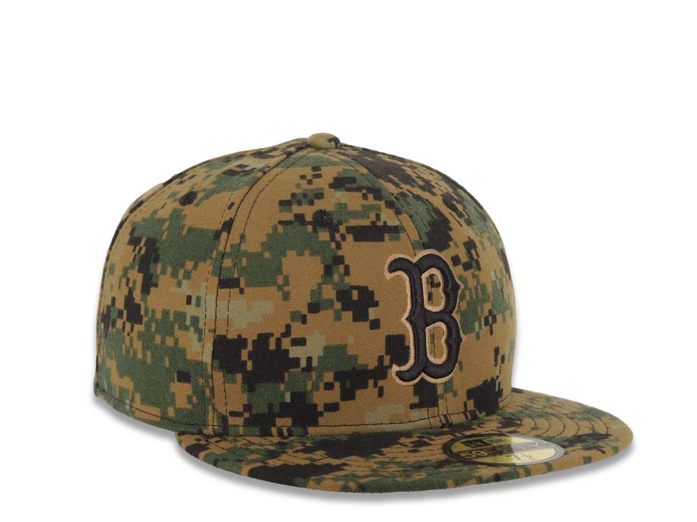 Boston Red Sox New Era MLB 59FIFTY 5950 Fitted Cap Hat Digital Camo/Black Crown/Visor Team Color Logo