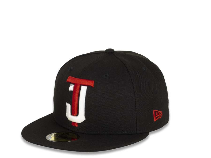 Tijuana Toros New Era LMB 59FIFTY 5950 Fitted Cap Team Color Hat Black Crown/Visor Red/White "TJ" Logo