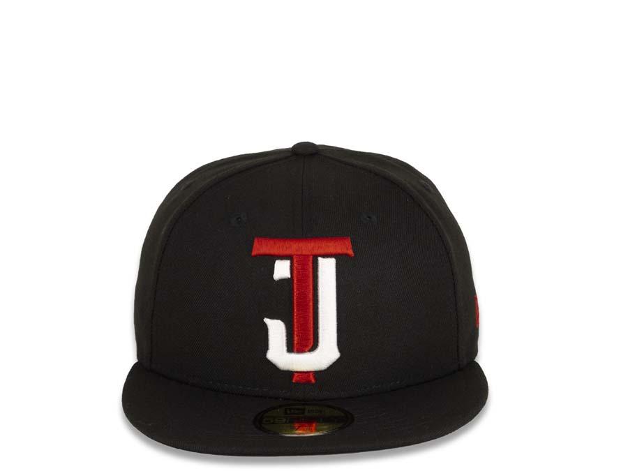 Tijuana Toros New Era LMB 59FIFTY 5950 Fitted Cap Team Color Hat Black Crown/Visor Red/White "TJ" Logo