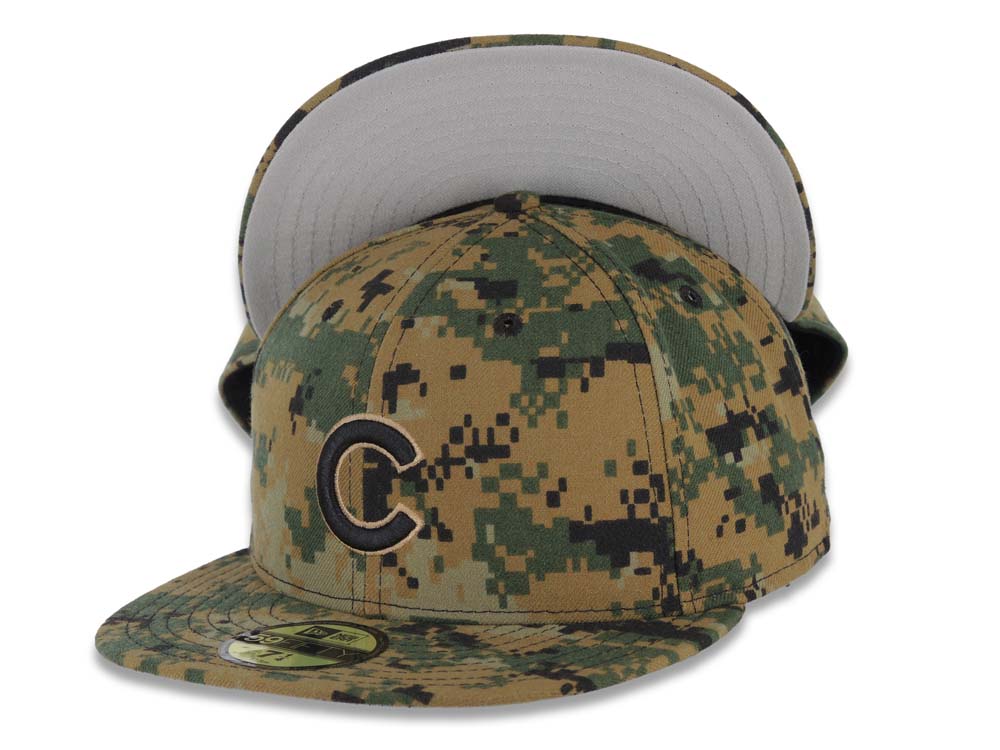 Chicago Cubs New Era MLB 59FIFTY 5950 Fitted Cap Hat Digital Camo Crown/Visor Black Logo