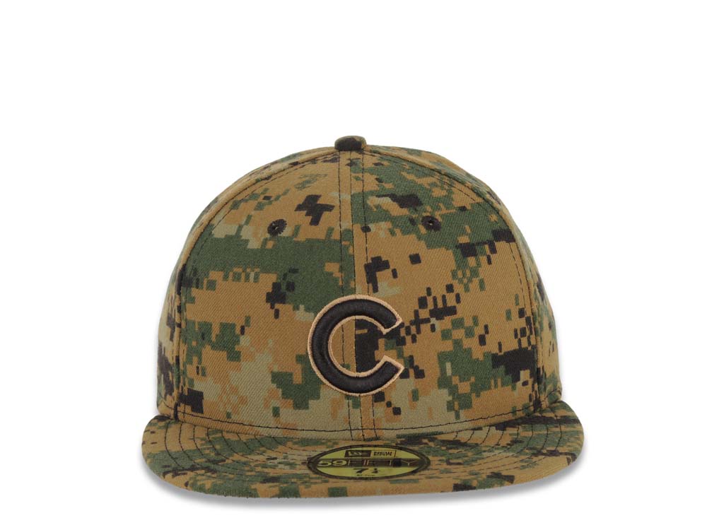 Chicago Cubs New Era MLB 59FIFTY 5950 Fitted Cap Hat Digital Camo Crown/Visor Black Logo