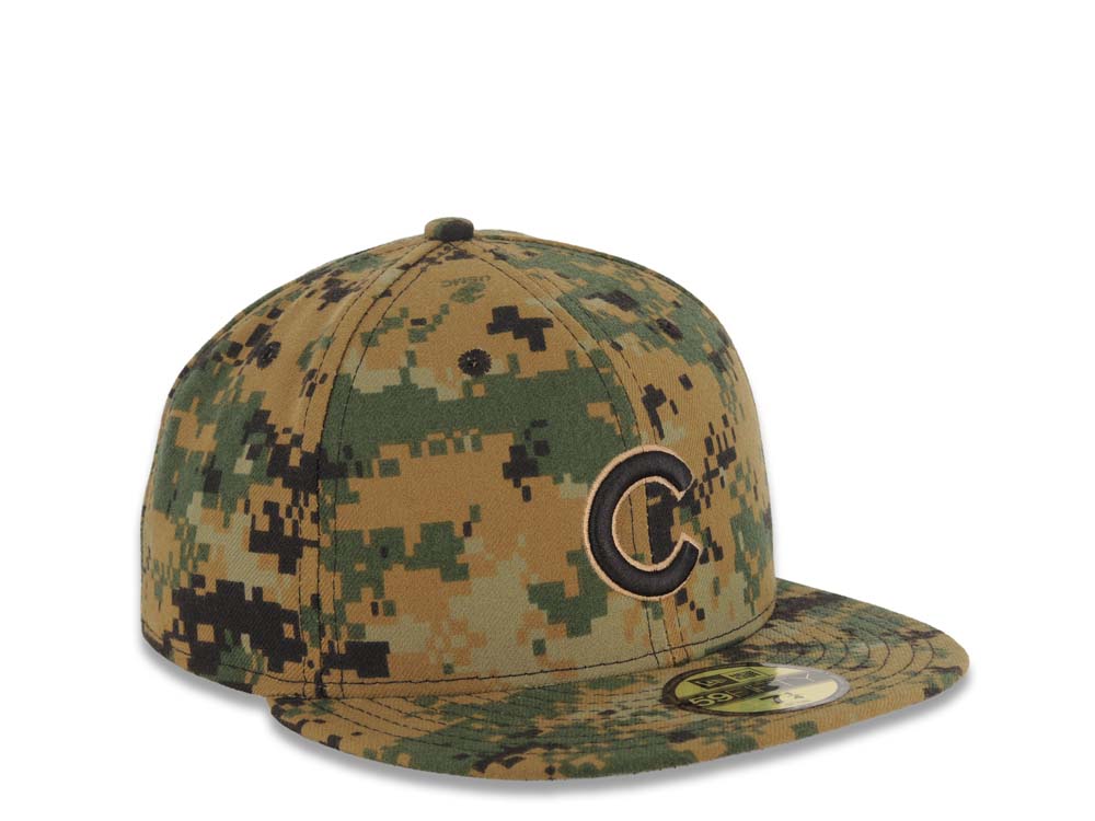 Chicago Cubs New Era MLB 59FIFTY 5950 Fitted Cap Hat Digital Camo Crown/Visor Black Logo