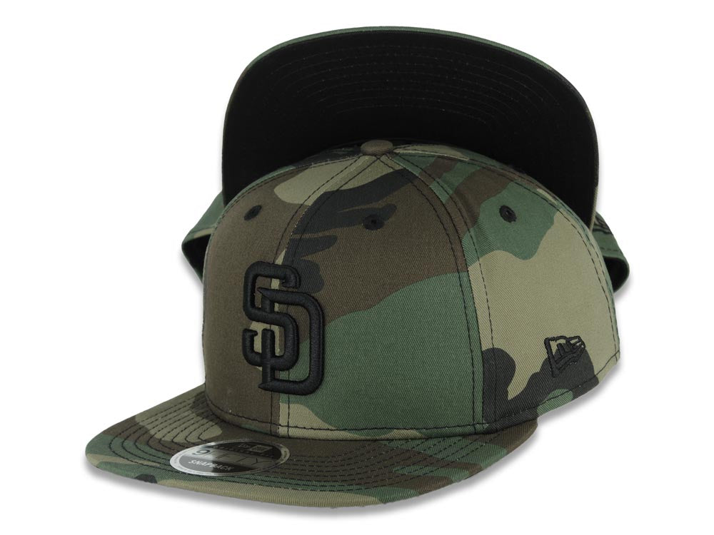 San Diego Padres New Era MLB 9FIFTY 950 Original Fit Snapback Cap Hat Camo Crown/Visor Black Logo