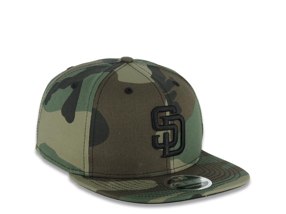 San Diego Padres New Era MLB 9FIFTY 950 Original Fit Snapback Cap Hat Camo Crown/Visor Black Logo