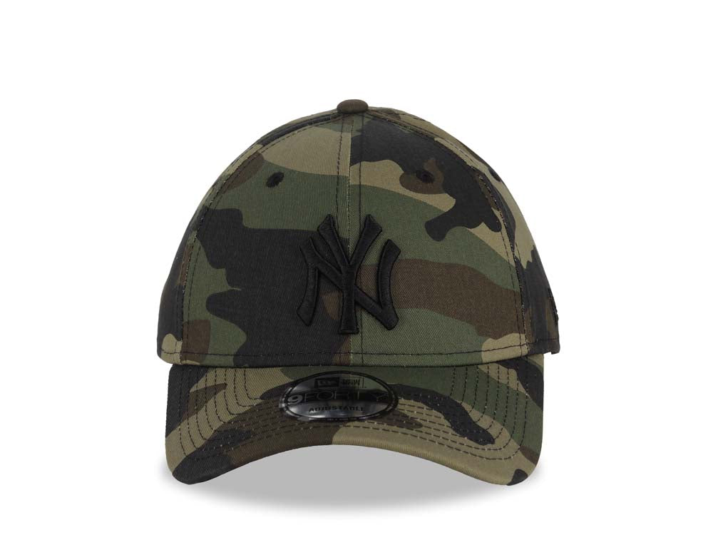 New York Yankees New Era MLB 9FORTY 940 Adjustable Cap Hat Camo Crown/Visor Black Logo Black UV