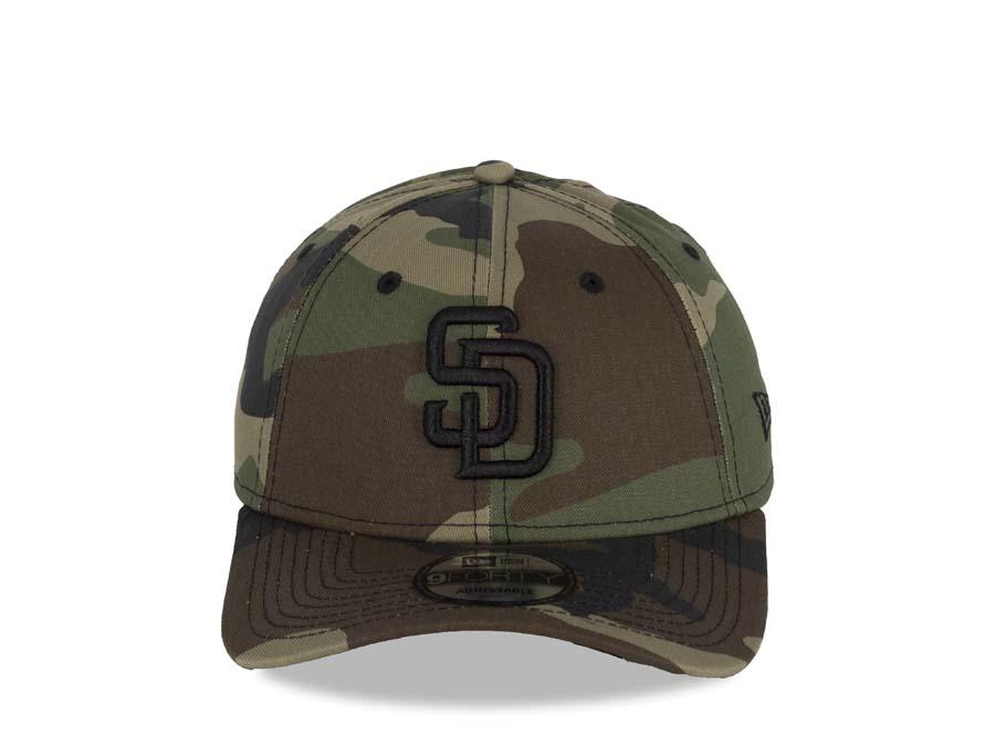San Diego Padres New Era MLB 9FORTY 940 Adjustable Cap Hat Camo Crown/Visor Black Logo