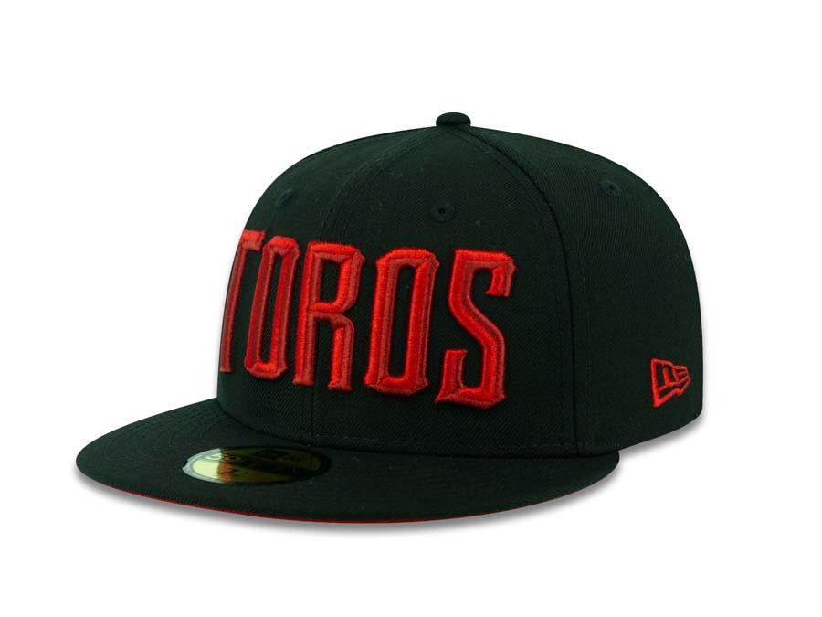 Toros de Tijuana New Era LMB 59FIFTY 5950 Fitted Cap Hat Black Crown/Visor Red "TOROS" Logo