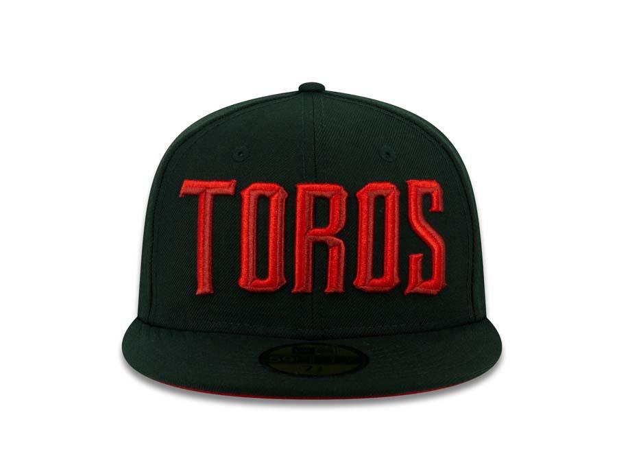 Toros de Tijuana New Era LMB 59FIFTY 5950 Fitted Cap Hat Black Crown/Visor Red "TOROS" Logo