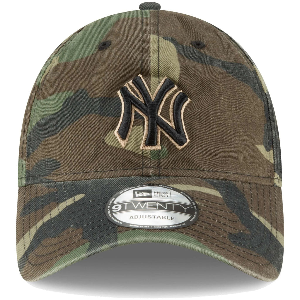 New York Yankees New Era MLB 9TWENTY 920 Adjustable Cap Hat Camo Crown/Visor Black/Beige Logo