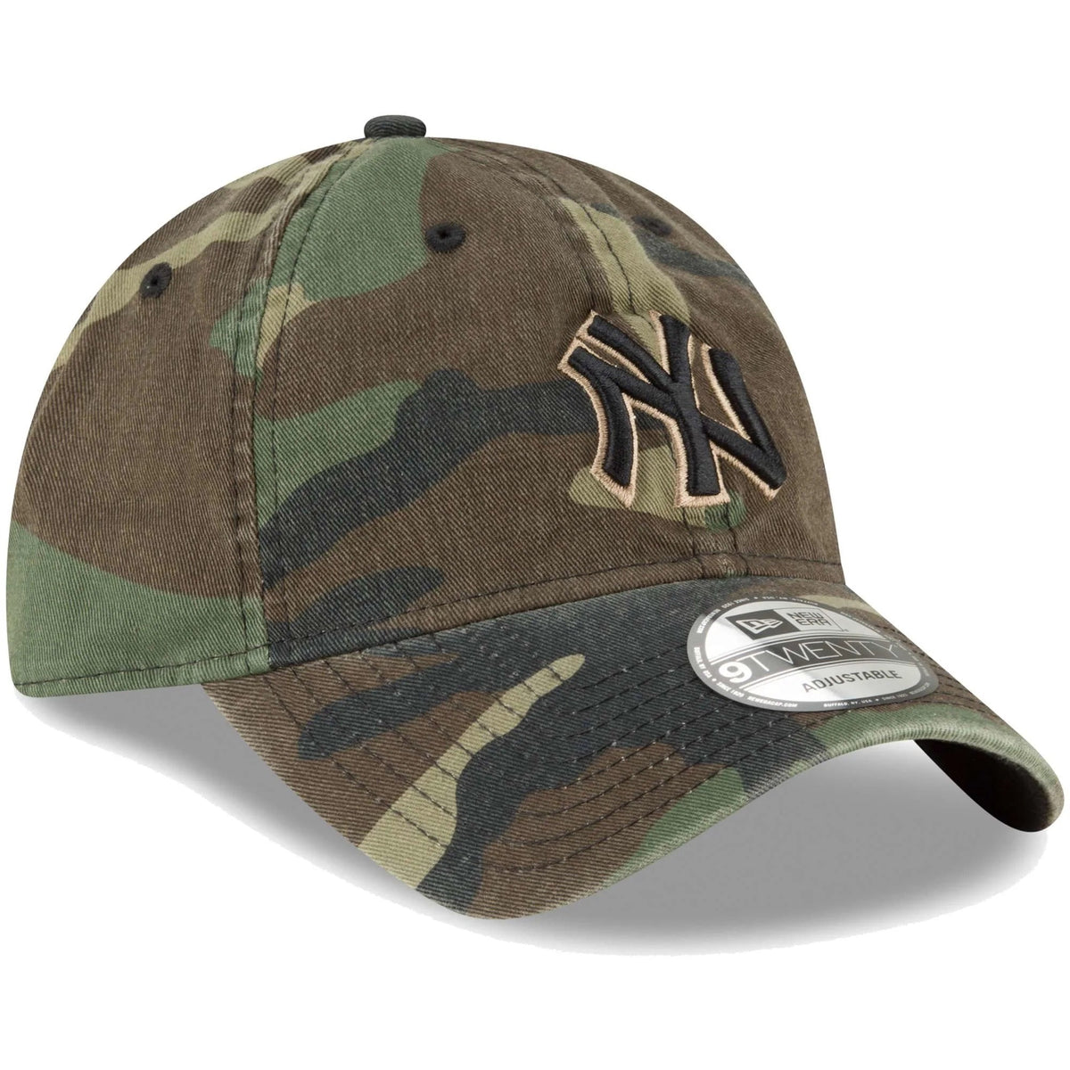 New York Yankees New Era MLB 9TWENTY 920 Adjustable Cap Hat Camo Crown/Visor Black/Beige Logo