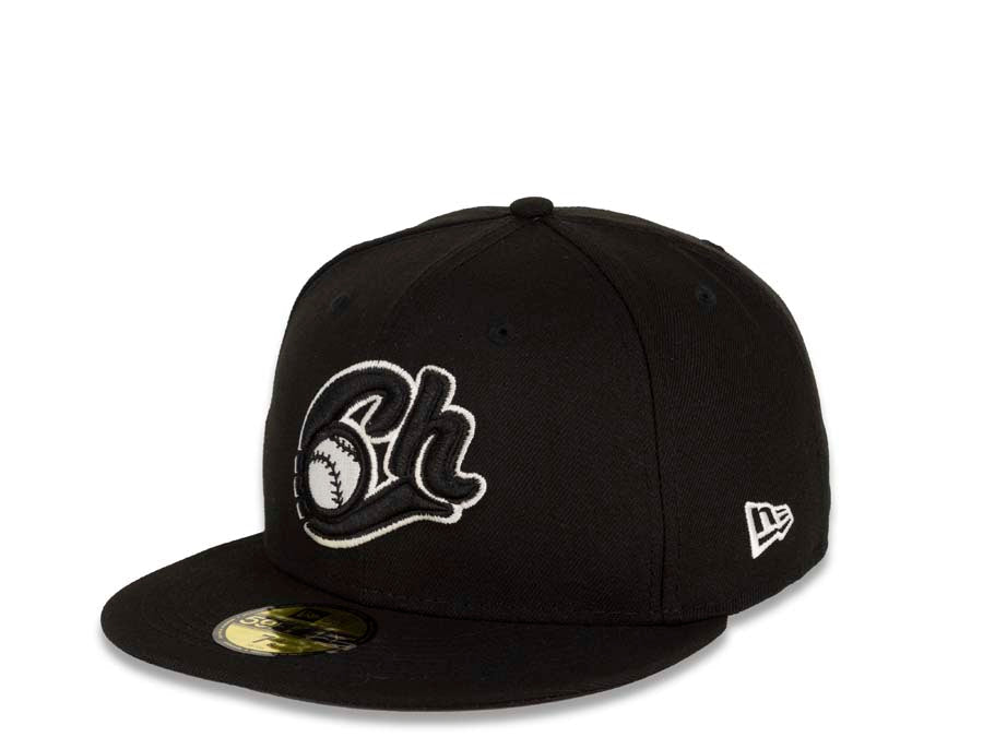 Charros de Jalisco New Era LMP 59FIFTY 5950 Fitted Cap Hat Black Crown/Visor Black/White Logo Gray UV