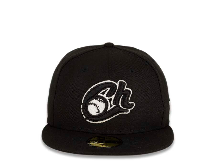 Charros de Jalisco New Era LMP 59FIFTY 5950 Fitted Cap Hat Black Crown/Visor Black/White Logo Gray UV