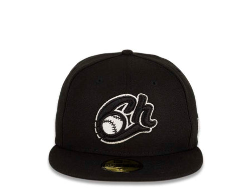 Charros de Jalisco New Era LMP 59FIFTY 5950 Fitted Cap Hat Black Crown/Visor Black/White Logo Gray UV