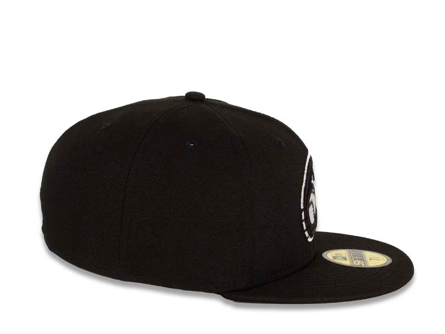 Charros de Jalisco New Era LMP 59FIFTY 5950 Fitted Cap Hat Black Crown/Visor Black/White Logo Gray UV
