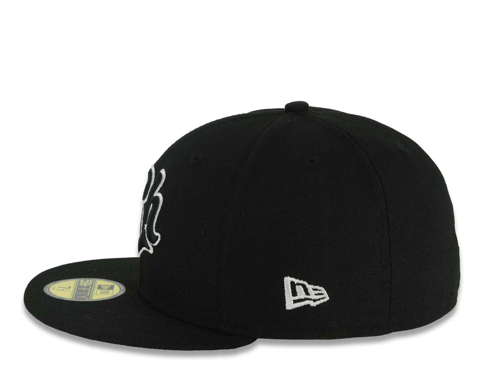 Charros de Jalisco New Era LMP 59FIFTY 5950 Fitted Cap Hat Black Crown/Visor Black/White Logo Gray UV