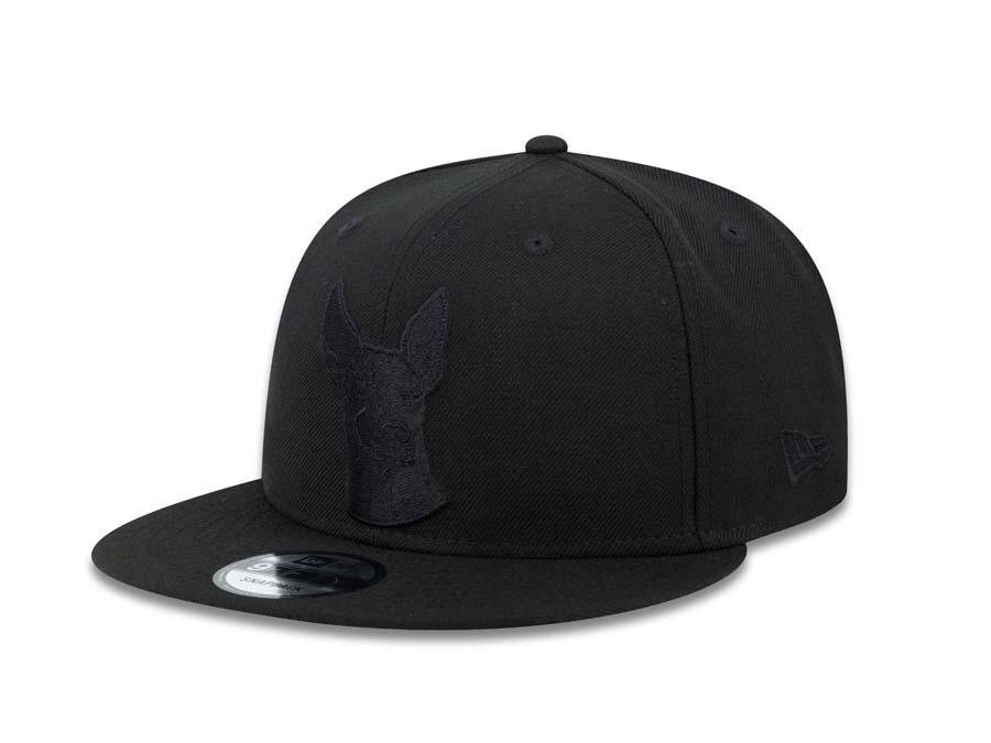 Xolos de Tijuana New Era Liga MX 9FIFTY 950 Snapback Cap Hat All Black Crown/Visor Black "Dog Head" Logo