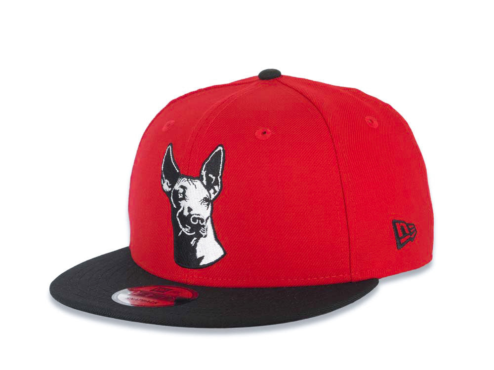 Xolos de Tijuana New Era Liga MX 9FIFTY 950 Snapback Cap Hat Red Crown Black Visor Black/White "Dog Head" Logo
