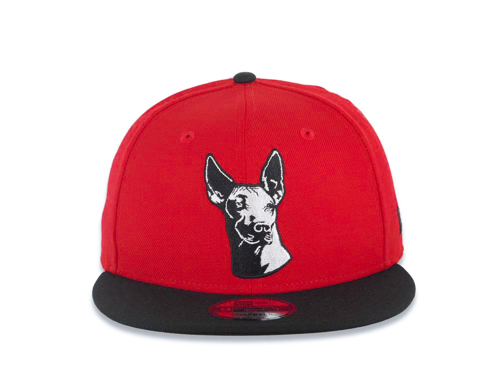 Xolos de Tijuana New Era Liga MX 9FIFTY 950 Snapback Cap Hat Red Crown Black Visor Black/White "Dog Head" Logo