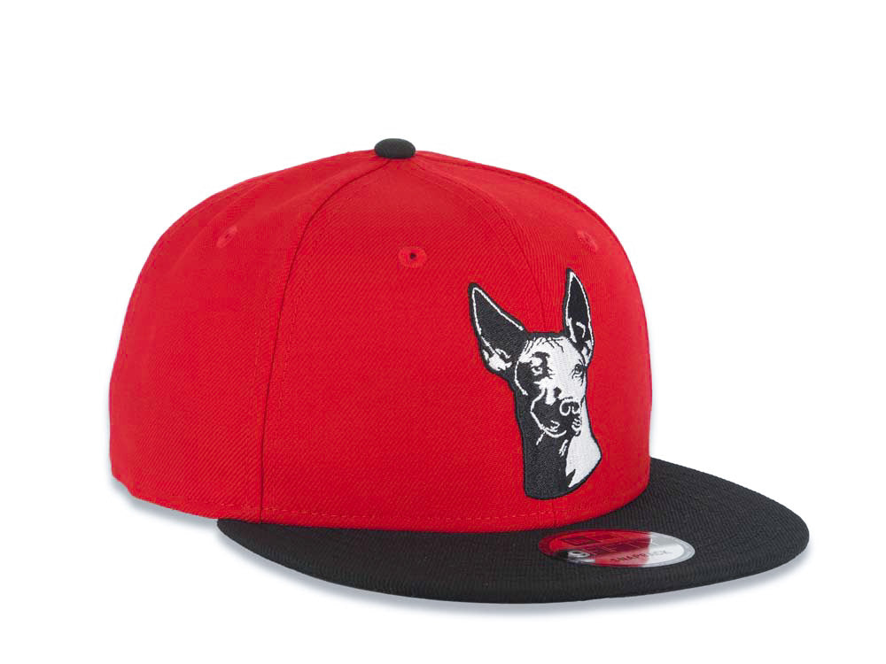 Xolos de Tijuana New Era Liga MX 9FIFTY 950 Snapback Cap Hat Red Crown Black Visor Black/White "Dog Head" Logo