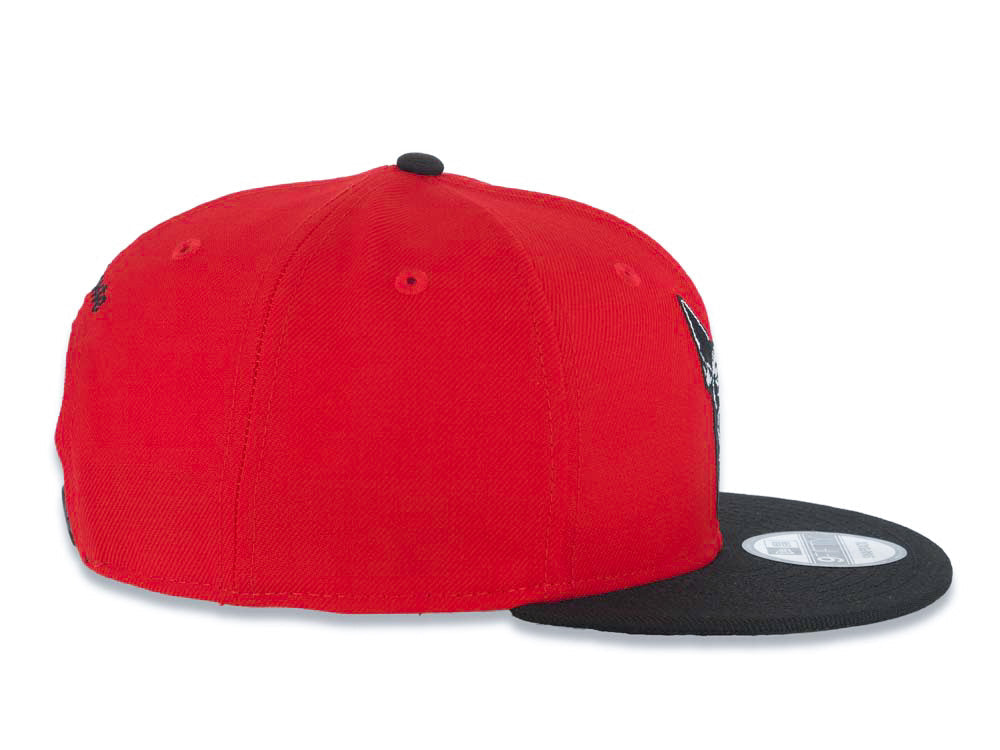 Xolos de Tijuana New Era Liga MX 9FIFTY 950 Snapback Cap Hat Red Crown Black Visor Black/White "Dog Head" Logo