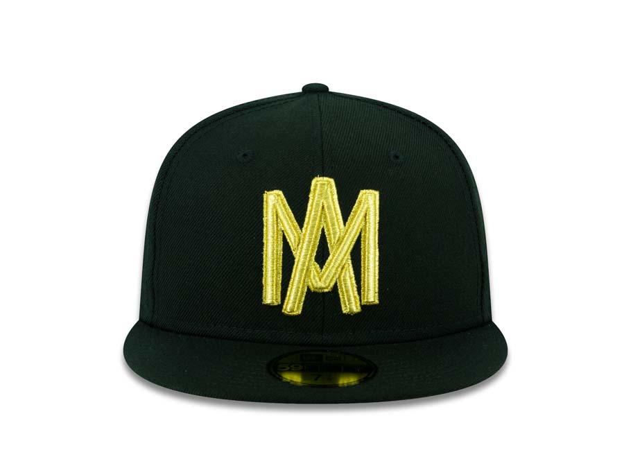 Aguilas de Mexicali New Era 59FIFTY 5950 Fitted Cap Hat Black Crown/Visor Metallic Gold Logo