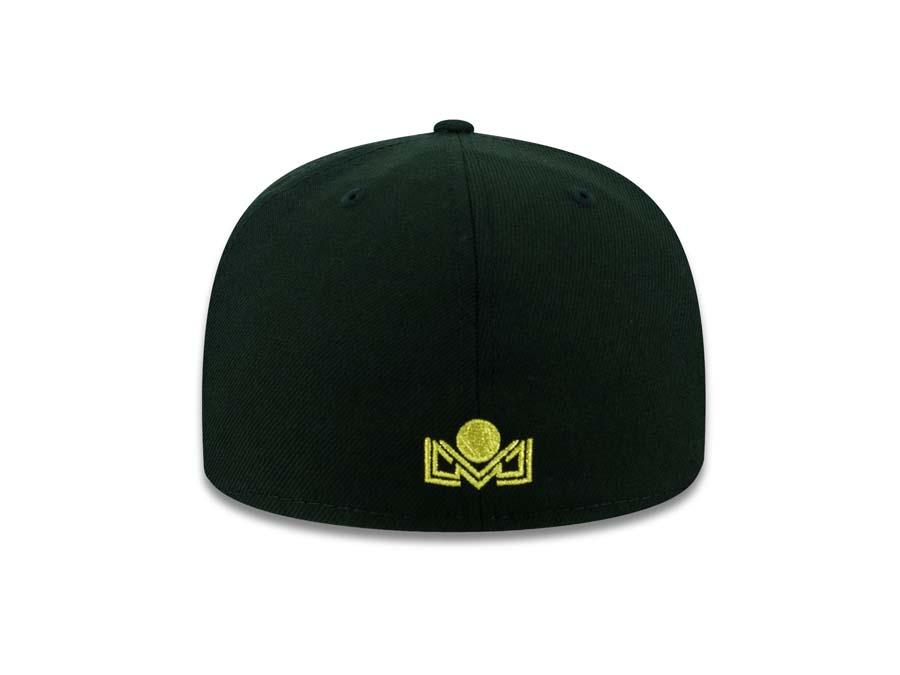Aguilas de Mexicali New Era 59FIFTY 5950 Fitted Cap Hat Black Crown/Visor Metallic Gold Logo