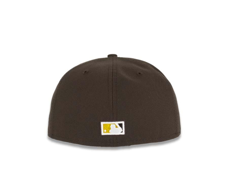 San Diego Padres New Era MLB 59FIFTY 5950 Fitted Cap Hat Brown Crown/Visor Brown/White/Yellow Retro Friar Logo