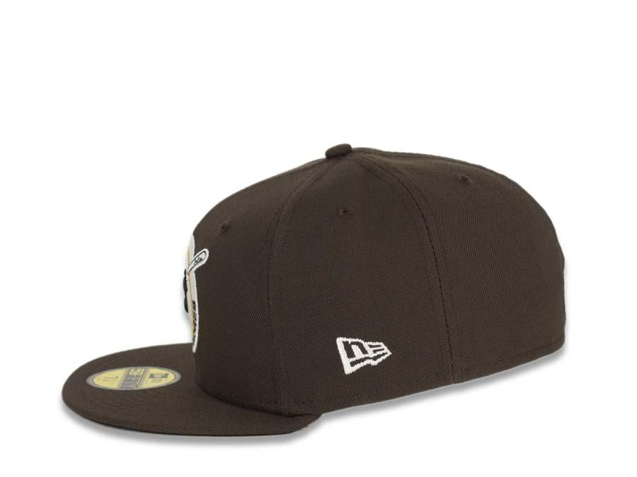 San Diego Padres New Era MLB 59FIFTY 5950 Fitted Cap Hat Brown Crown/Visor Brown/White/Yellow Retro Friar Logo