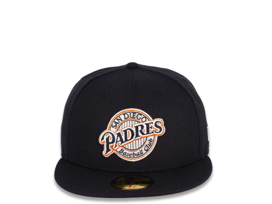 San Diego Padres New Era MLB 59FIFTY 5950 Fitted Cap Hat Navy Crown/Visor Navy/White/Orange Baseball Club Cooperstown Retro Logo