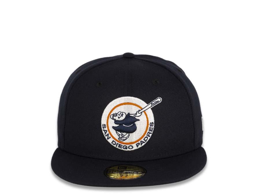 San Diego Padres New Era MLB 59Fifty 5950 Fitted Cap Hat Navy Crown/Visor Navy/White/Orange Friar Logo