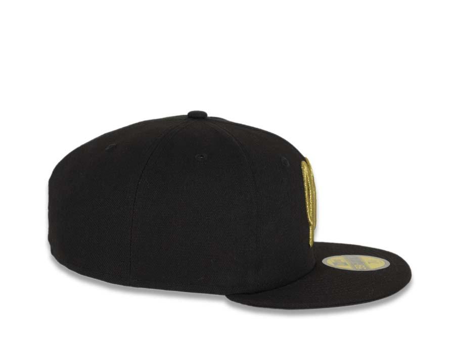 Diablos Rojos del Mexico New Era 59FIFTY 5950 Fitted Cap Hat Black Crown/Visor Metallic Gold Logo