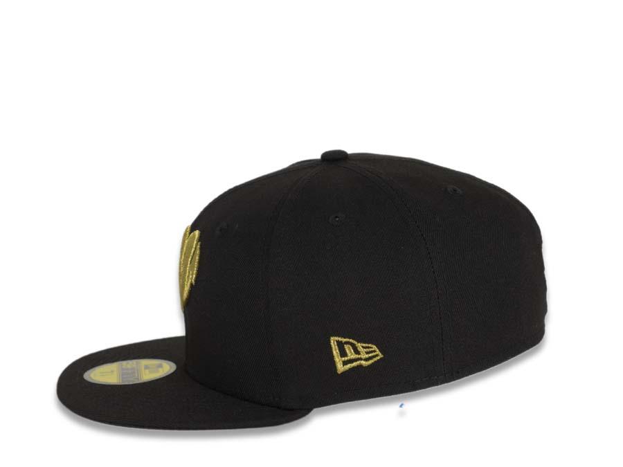 Diablos Rojos del Mexico New Era 59FIFTY 5950 Fitted Cap Hat Black Crown/Visor Metallic Gold Logo