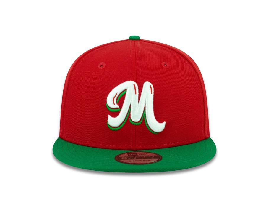 Mexico Carribean Serie New Era 9FIFTY 950 Snapback Cap Hat Red Crown Green Visor White/Green Logo Flag Side Patch
