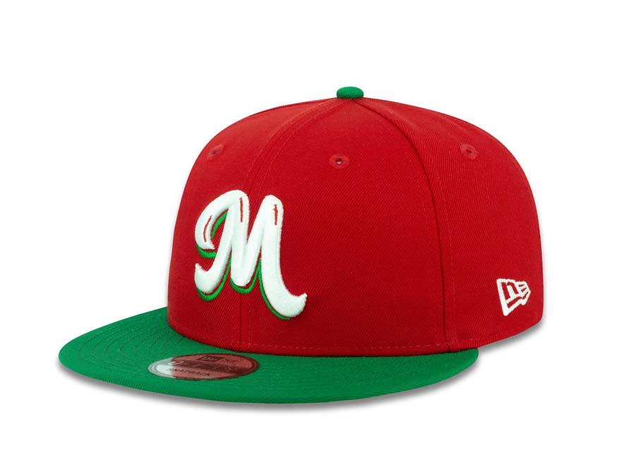 Mexico Carribean Serie New Era 9FIFTY 950 Snapback Cap Hat Red Crown Green Visor White/Green Logo Flag Side Patch